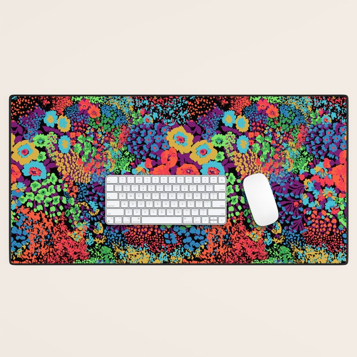 Vintage Floral Neon Desk Mat Gallery Image 1