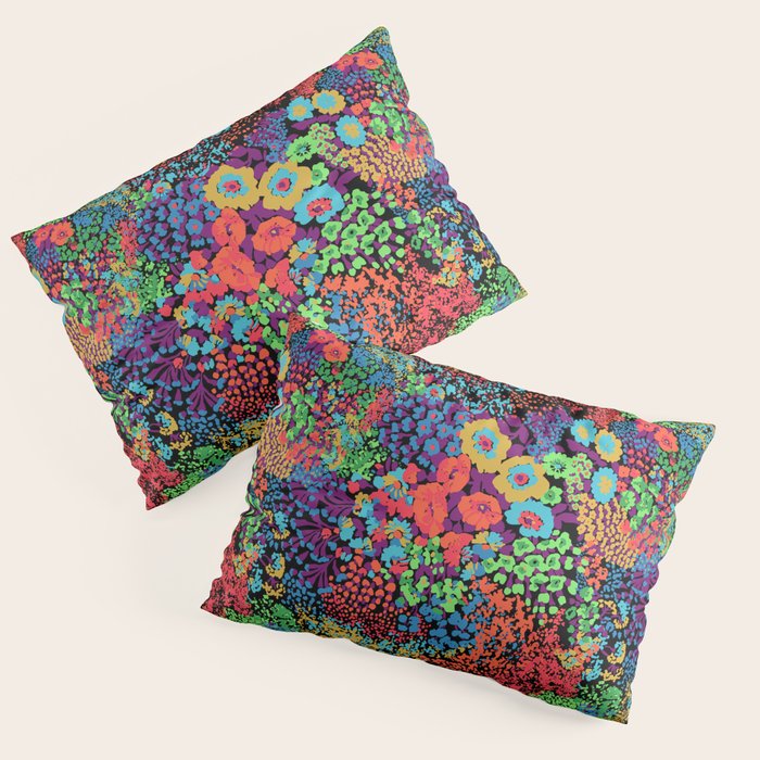 Vintage Floral Neon Pillow Sham Gallery Image 3