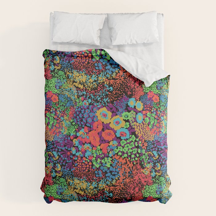 Vintage Floral Neon Duvet Cover Gallery Image 1