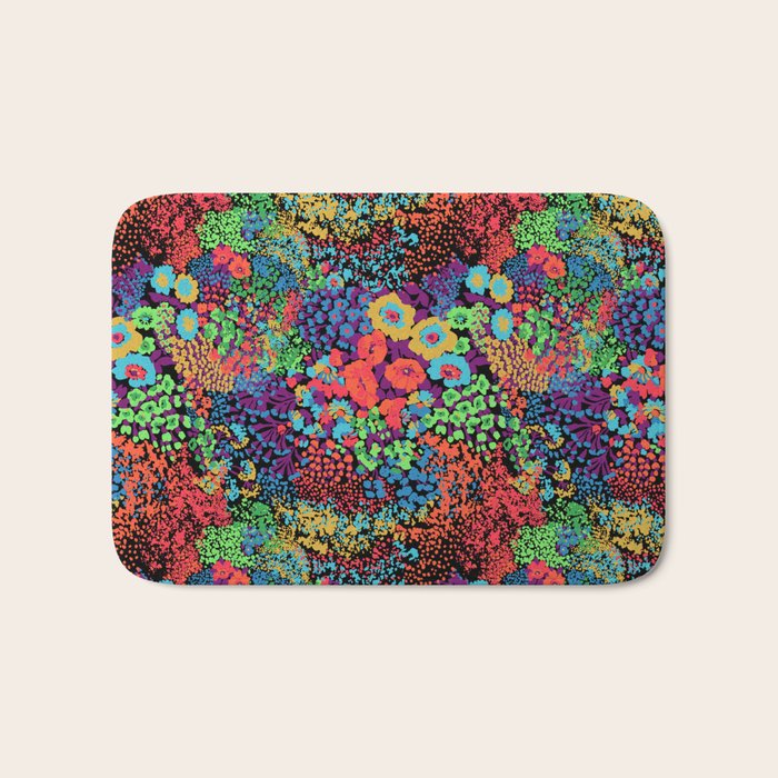 Vintage Floral Neon Bath Mat Gallery Image 1
