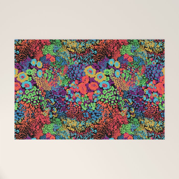 Vintage Floral Neon Welcome Mat Gallery Image 1