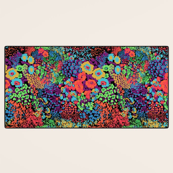 Vintage Floral Neon Desk Mat Gallery Image 3