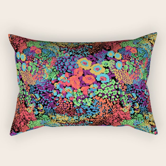 Vintage Floral Neon Rectangular Pillow Gallery Image 2