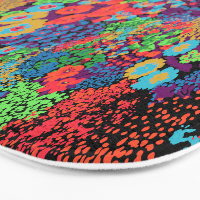 Vintage Floral Neon Bath Mat Gallery Image 3