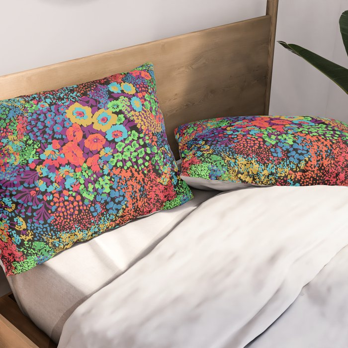 Vintage Floral Neon Pillow Sham Gallery Image 2