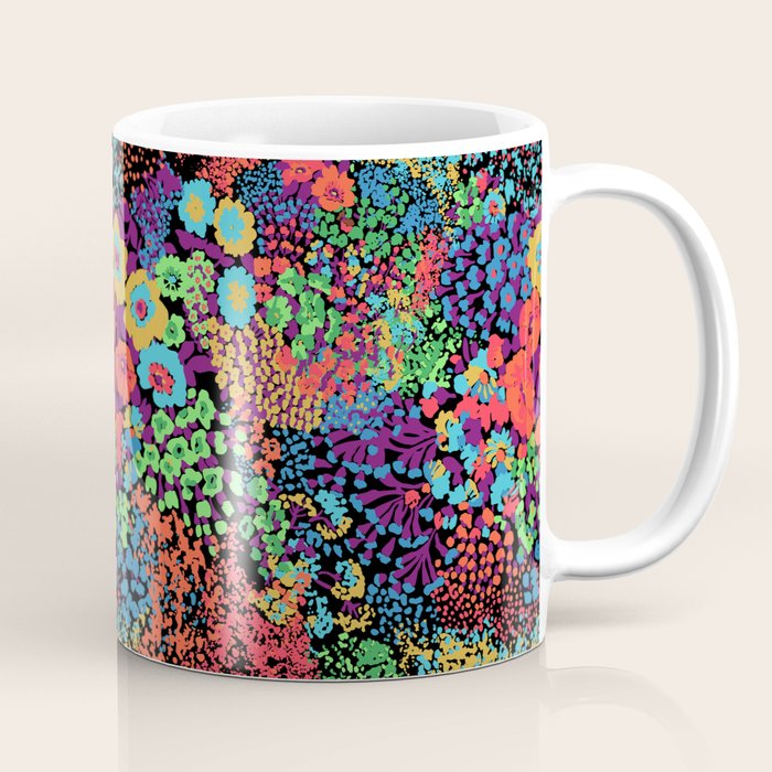 Vintage Floral Neon Coffee Mug Gallery Image 1