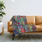 Vintage Floral Neon Throw Blanket Gallery Image 1