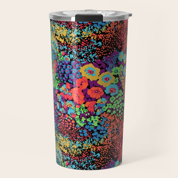 Vintage Floral Neon Travel Mug Gallery Image 1
