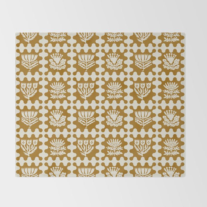 FOLKFLOWER MARIGOLD Throw Blanket Gallery Image 2