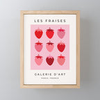 Les Fraises | 01 - Fruit Print Pink And Red Strawberry Preppy Modern Decor Abstract Strawberries Mini Art Print Gallery Image 1