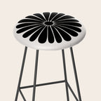 Retro Daisy Abstract I Black and White Bold Floral Stool Gallery Image 2