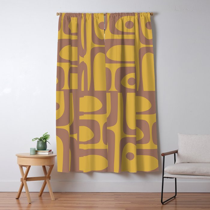 Midcentury Modern Piquet 7 Inspired by PANTONE 17 1230 Color of the Year Mocha Mousse Window Curtain Gallery Image 1