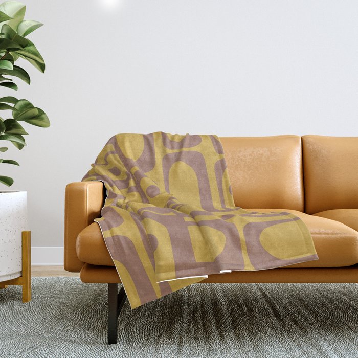 Midcentury Modern Piquet 7 Inspired by PANTONE 17 1230 Color of the Year Mocha Mousse Throw Blanket Gallery Image 1
