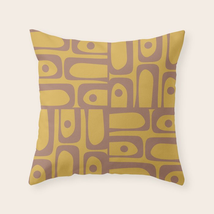 Midcentury Modern Piquet 7 Inspired by PANTONE 17 1230 Color of the Year Mocha Mousse Throw Pillow Gallery Image 1
