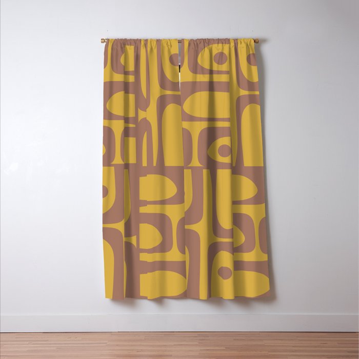 Midcentury Modern Piquet 7 Inspired by PANTONE 17 1230 Color of the Year Mocha Mousse Window Curtain Gallery Image 3