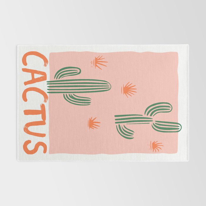 Hand drawn cactus plant doodle art Rug Gallery Image 2