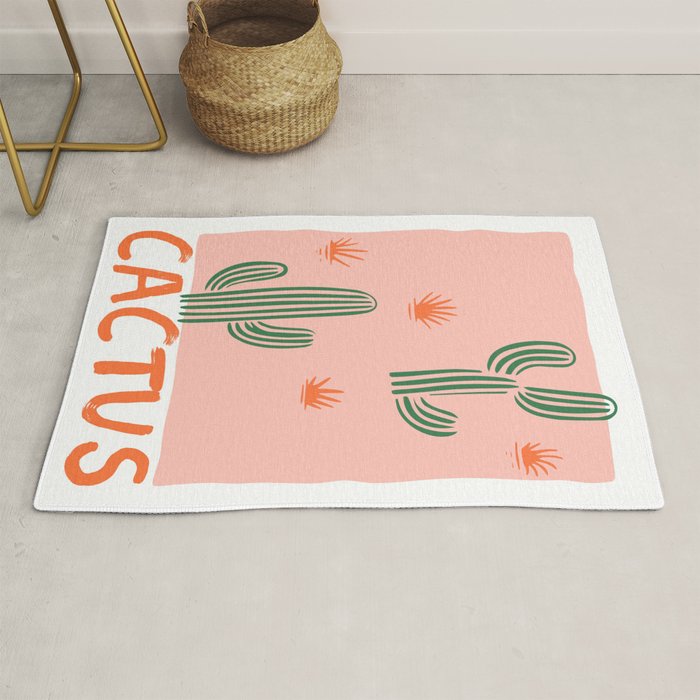 Hand drawn cactus plant doodle art Rug Gallery Image 1