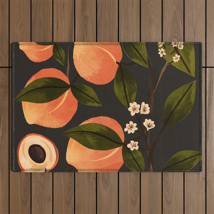 Peaches Botanical Art 1 Outdoor Rug Gallery Image 1