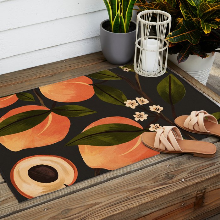 Peaches Botanical Art 1 Outdoor Rug Gallery Image 2