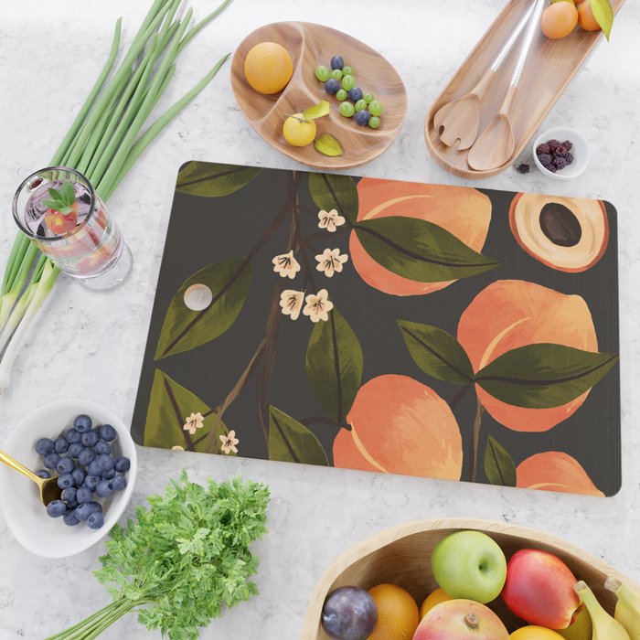 Peaches Botanical Art 1 Cutting Board Gallery Image 2