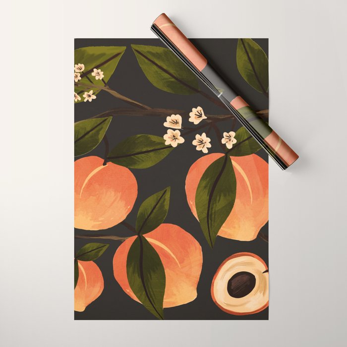 Peaches Botanical Art 1 Wrapping Paper Gallery Image 1