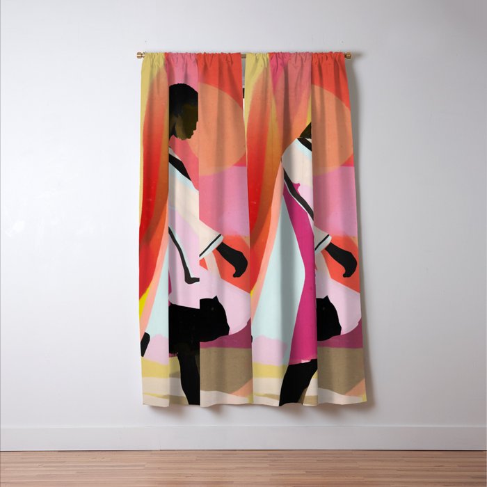 Abstract Art Sunset Girl 3 Window Curtain Gallery Image 3