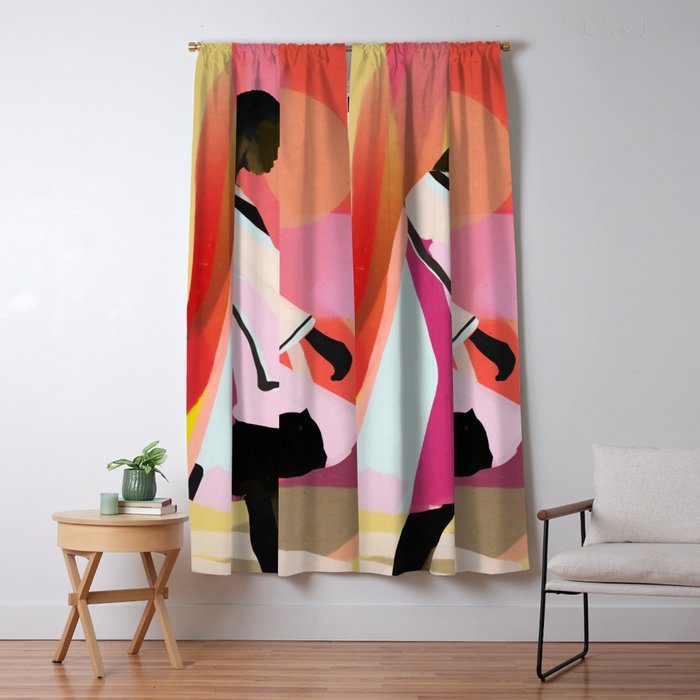 Abstract Art Sunset Girl 3 Window Curtain Gallery Image 5