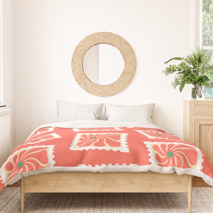 Vintage flower postage stamp pattern Duvet Cover Gallery Image 3