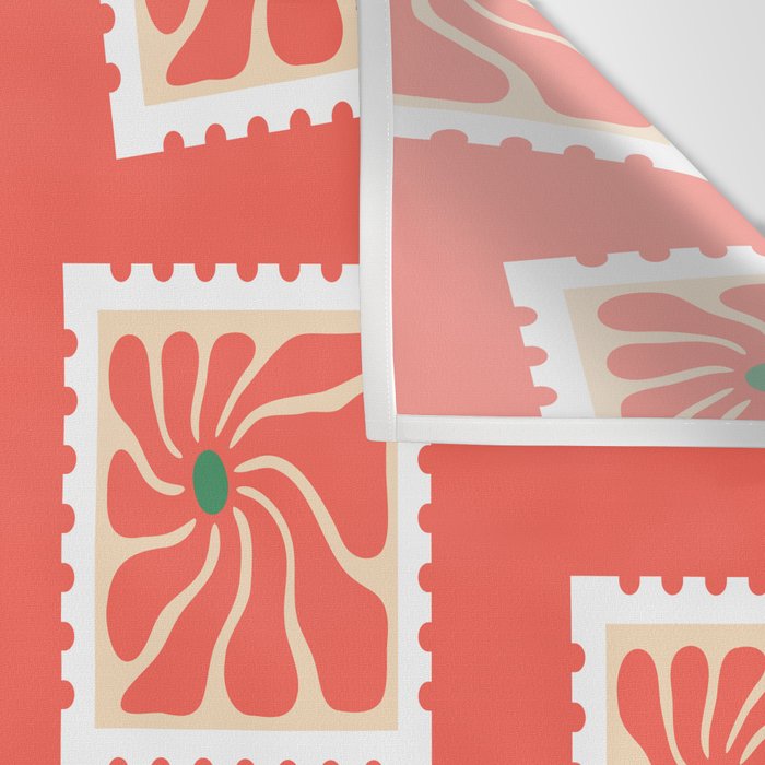 Vintage flower postage stamp pattern Wall Tapestry Gallery Image 3