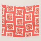 Vintage flower postage stamp pattern Wall Tapestry Gallery Image 4