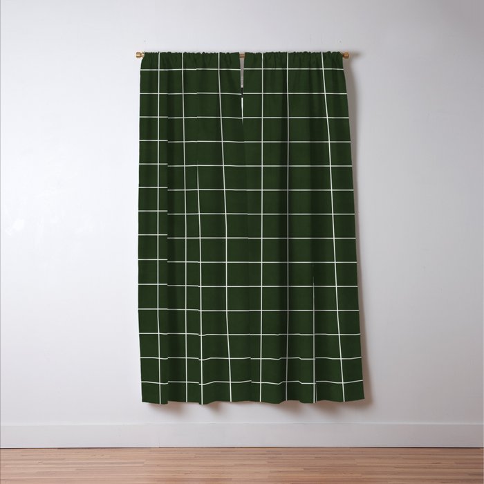 Small Grid Pattern - Deep Green Window Curtain Gallery Image 3