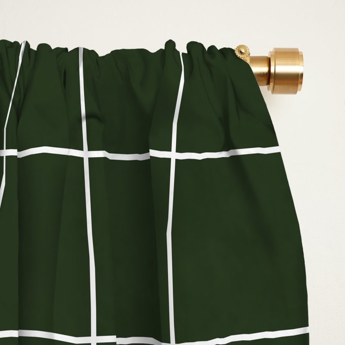 Small Grid Pattern - Deep Green Window Curtain Gallery Image 2