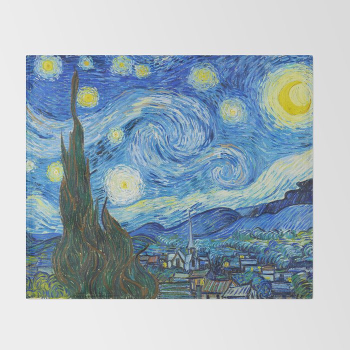 Vincent van Gogh Starry Night Throw Blanket Gallery Image 2