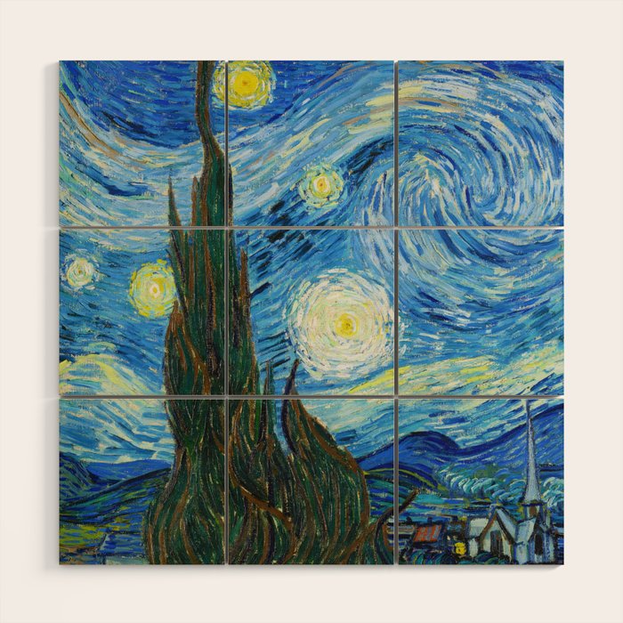 Vincent van Gogh Starry Night Wood Wall Art Gallery Image 1