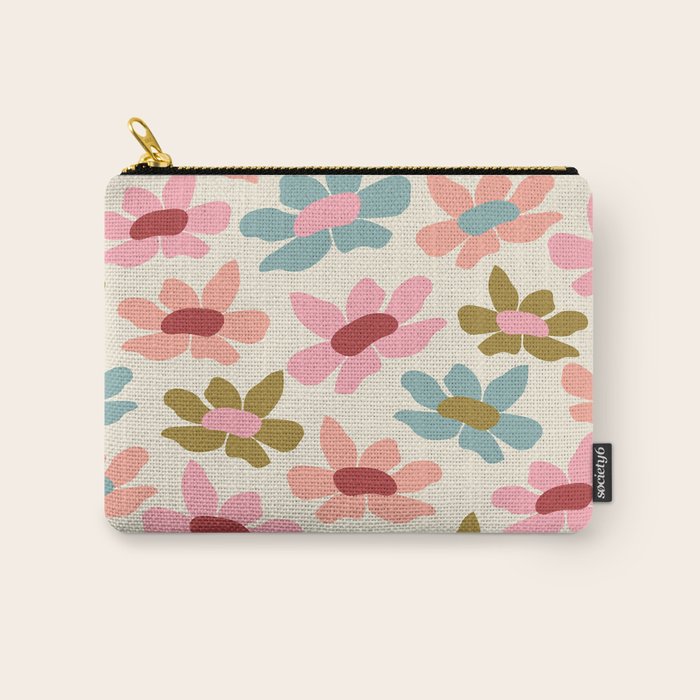 Retro Colorful Daisies  Carry All Pouch Gallery Image 1