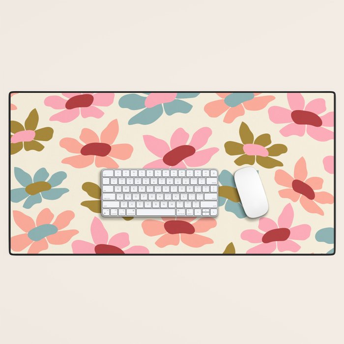 Retro Colorful Daisies  Desk Mat Gallery Image 1