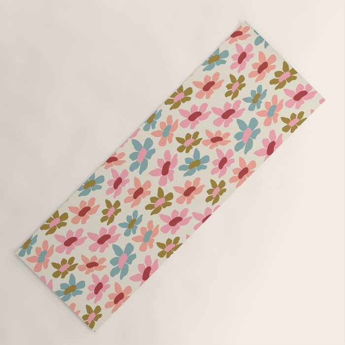 Retro Colorful Daisies  Yoga Mat Gallery Image 1