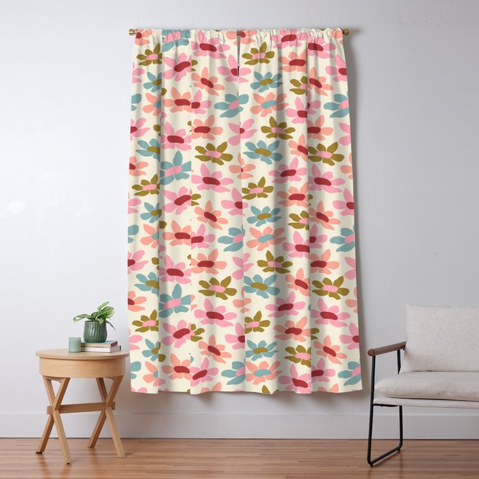 Retro Colorful Daisies  Window Curtain Gallery Image 5