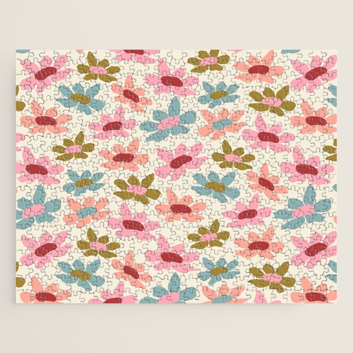 Retro Colorful Daisies  Jigsaw Puzzle Gallery Image 1