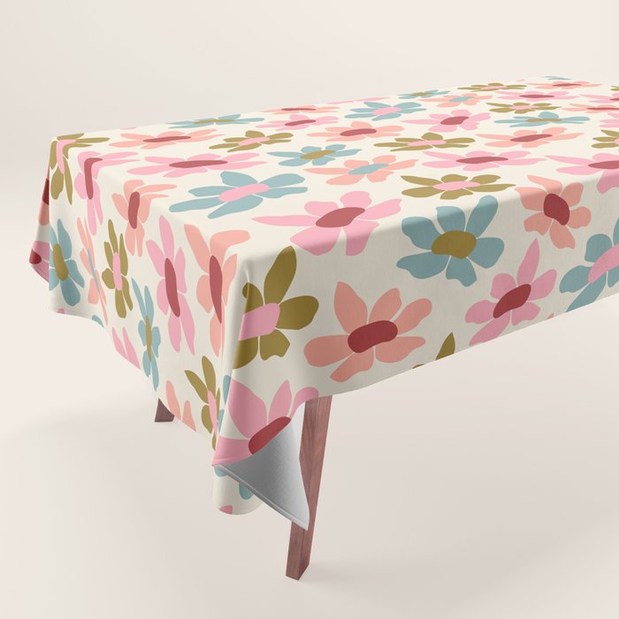 Retro Colorful Daisies  Tablecloth Gallery Image 1
