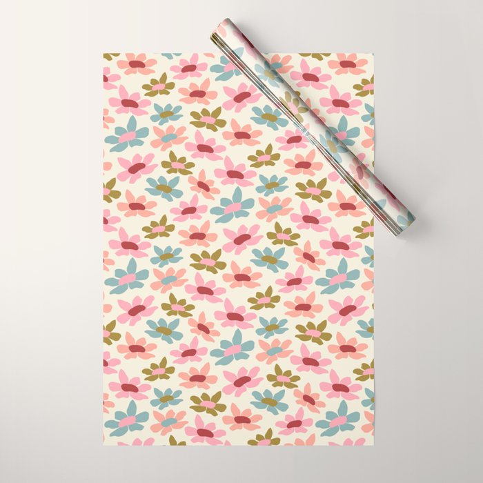 Retro Colorful Daisies  Wrapping Paper Gallery Image 1