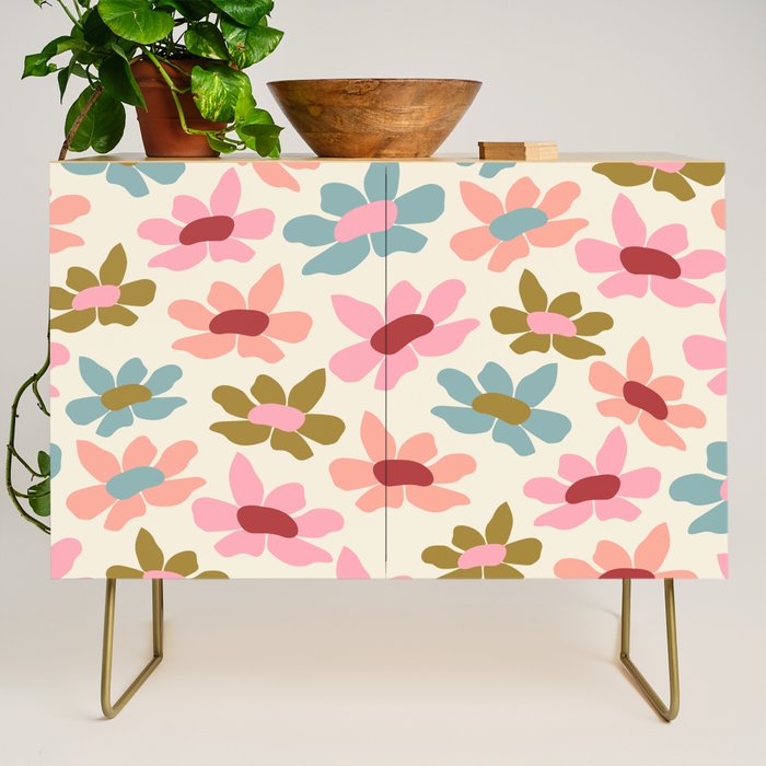 Retro Colorful Daisies  Credenza Gallery Image 1