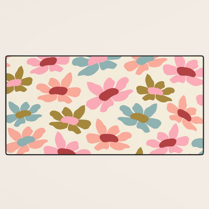Retro Colorful Daisies  Desk Mat Gallery Image 3