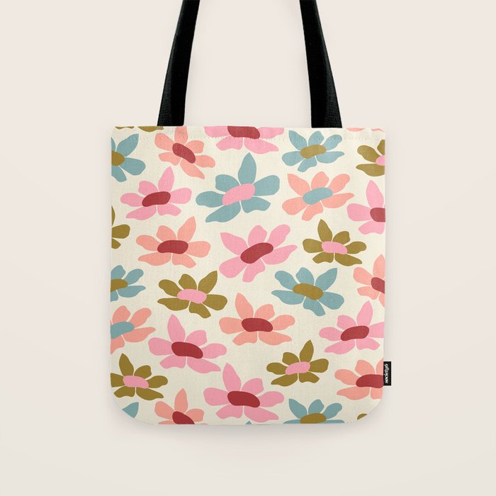 Retro Colorful Daisies  Tote Bag Gallery Image 1