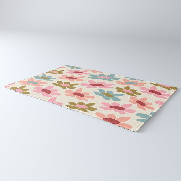 Retro Colorful Daisies  Rug Gallery Image 3