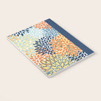 Modern, Floral Prints, Orange, Blue, Yellow Notebook Gallery Image 3