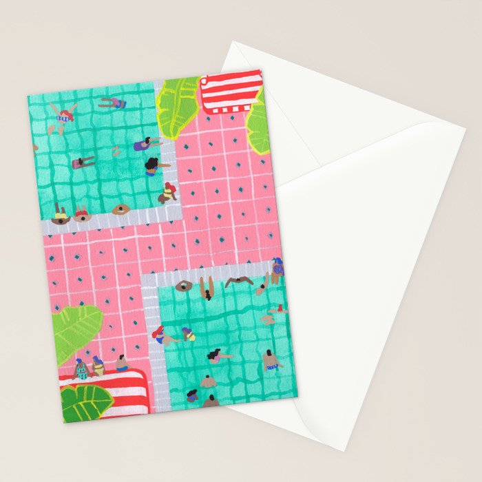 Tropical pink pool Stationery Card Gallery Image 2