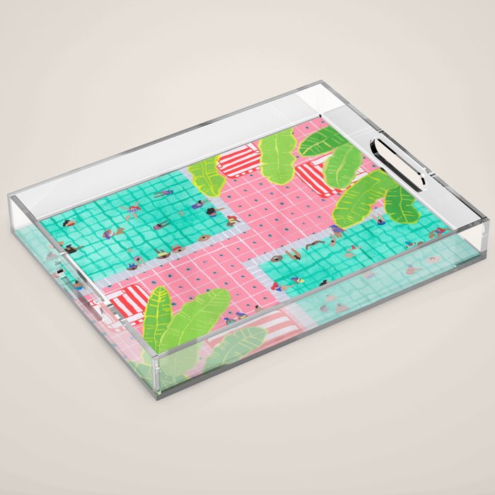 Tropical pink pool Acrylic Tray Gallery Image 1