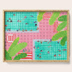 Tropical pink pool Serving Tray Gallery Image 1