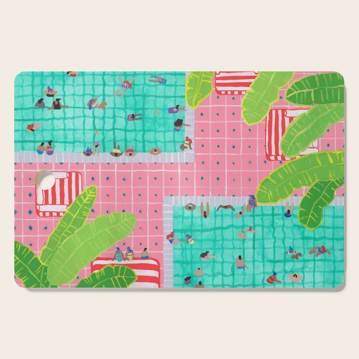 Tropical pink pool Cutting Board Gallery Image 1